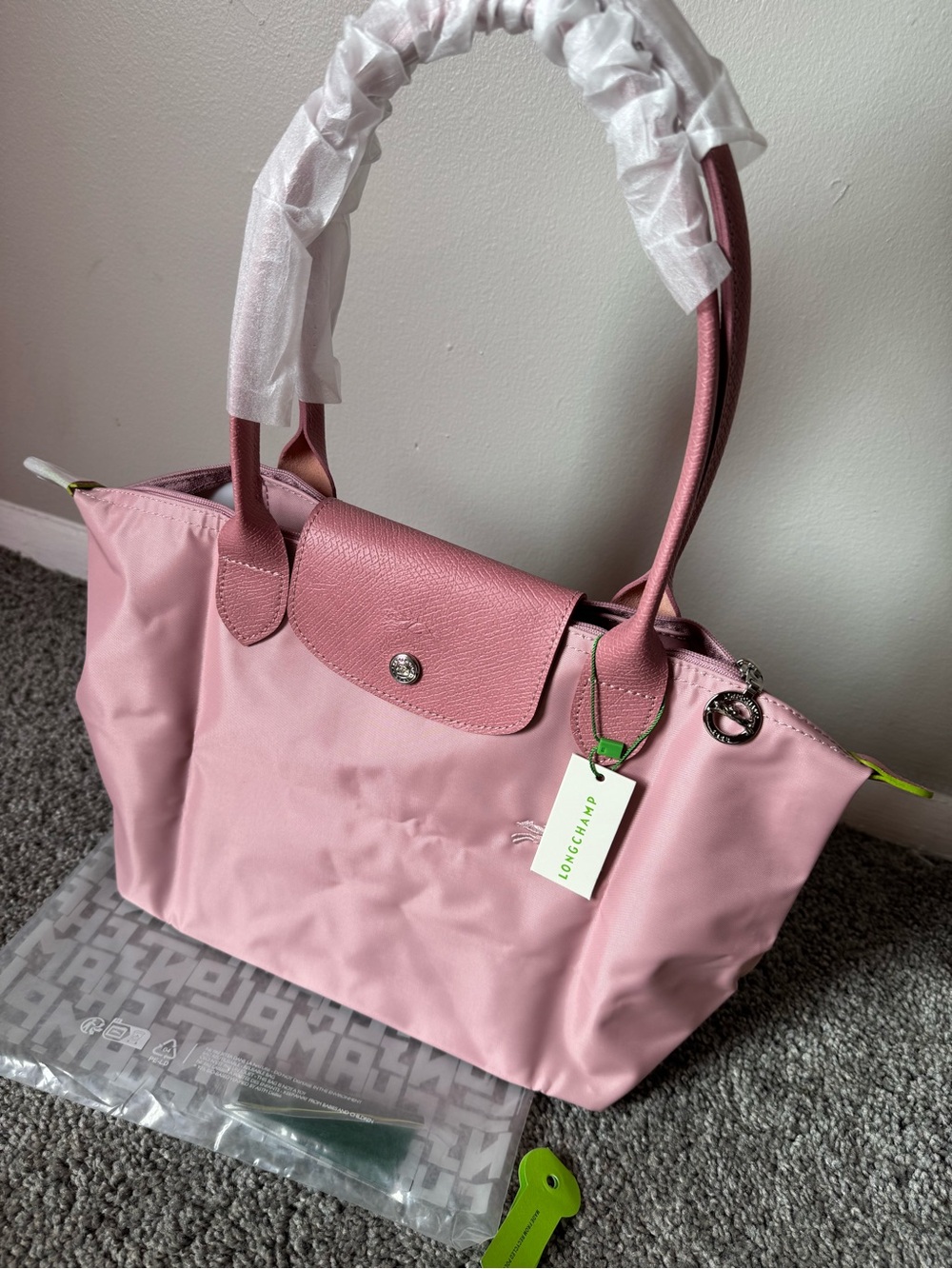 Longchamp Le Pliage Pink Nylon Tote Bag - Picture 3 of 7